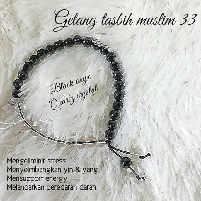 

Ready Gelang Tasbih 33 Muslim Batu Kristal Black Onxy
