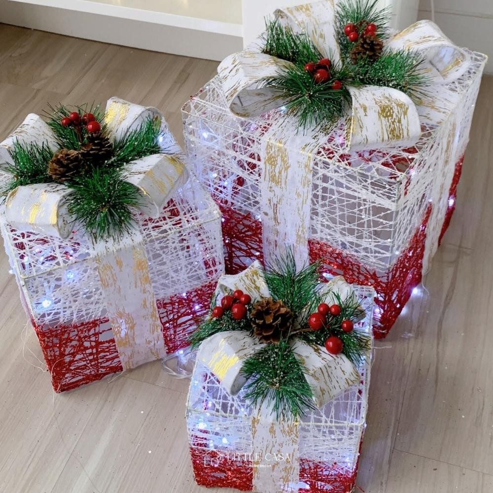 

Mlarak Store SET 3PCS Xmas LED Gift Box / Kotak Kado Natal Nyala Lampu Christmas Decoration Ornaments