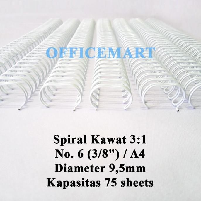 

JBI Spiral Kawat A4 3:1 No. 6 (3/8") - Putih (Box Isi 100 Batang)