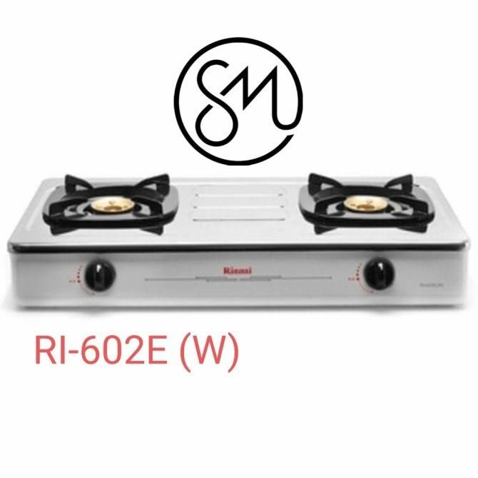 NEW Kompor Gas Rinnai RI-602E 2 tungku stainless hitam / putih