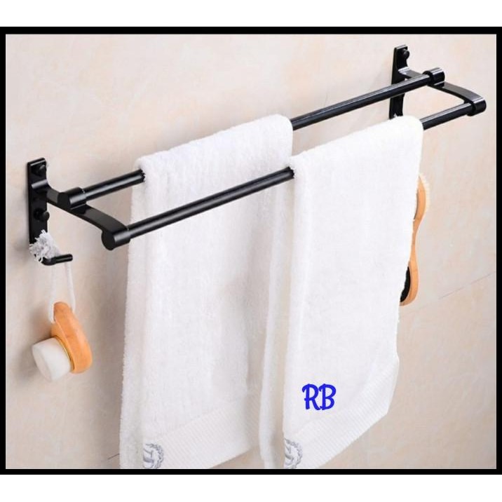 Rak Handuk Hitam - Jemuran Handuk Dinding - Gantungan Handuk Stainless