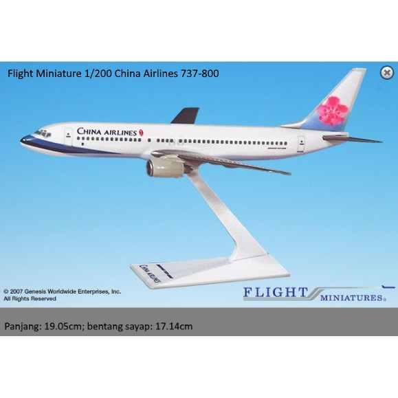 Populer Flight Miniature 1/200 China Airlines 737-800