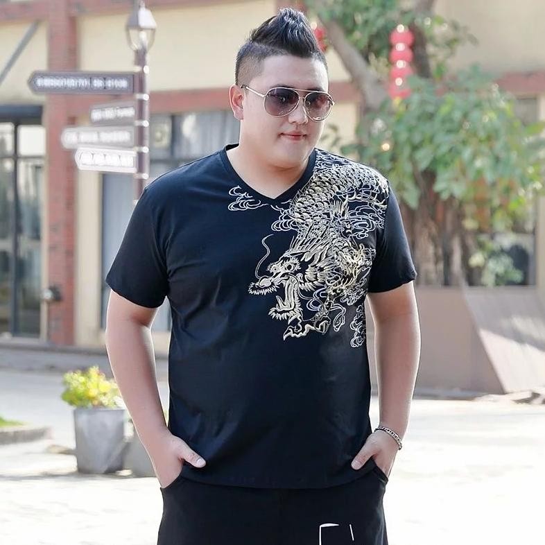 BVF baju Imlek merah naga DRAGON Baju Pria Lengan Pendek JUMBO  big size santai terbaru