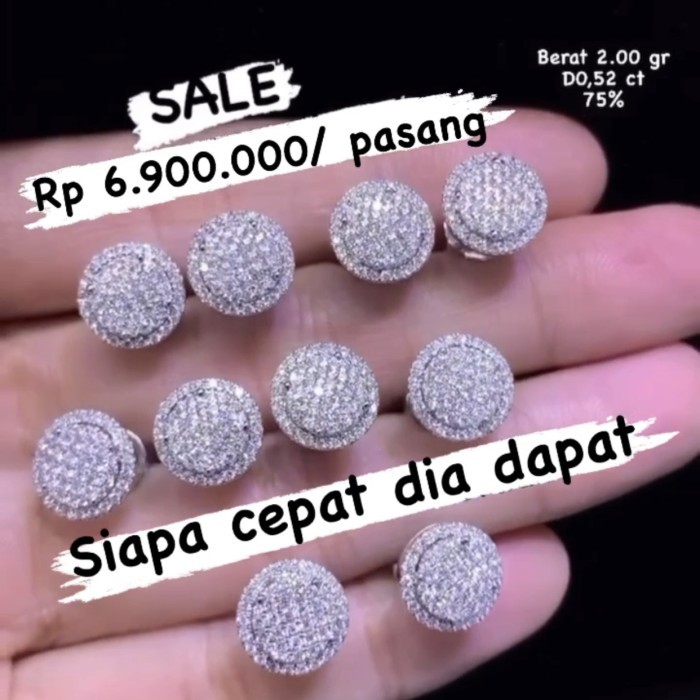 Ready Anting berlian eropa asli .. anting lotus berlian