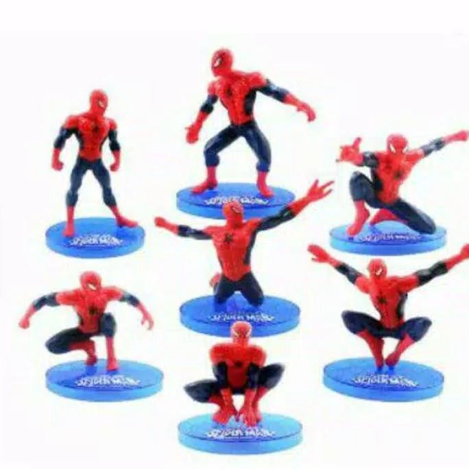 Action Figure Spiderman Mini Set Pajangan Dan Hiasan Kue Ulang Tahun