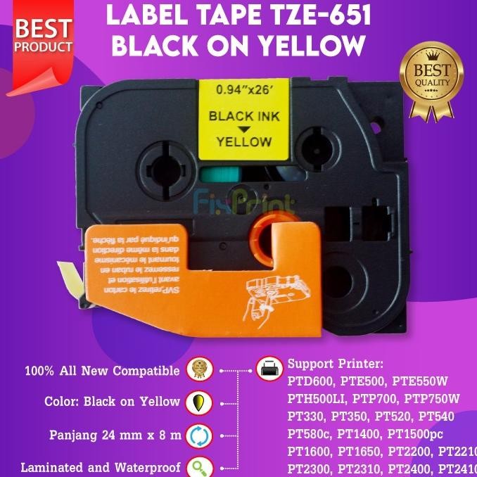 

Sale Label Tape Tze-651 24Mm Black On Yellow Pt-P750W P900W P950Nw