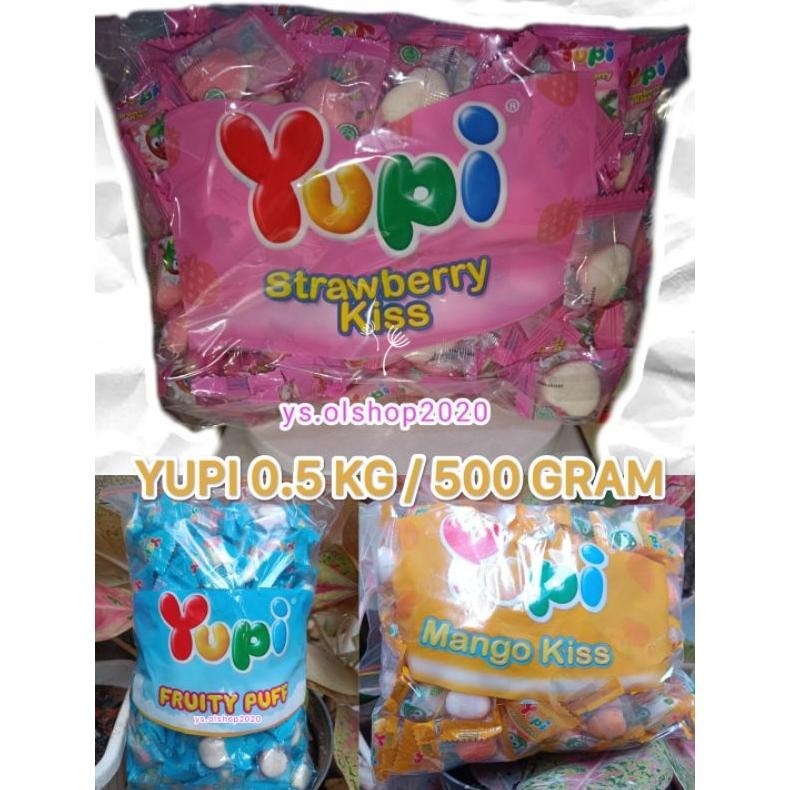 

Lm - Aneka Yupi Reseller 500 Gram rasa Strawberry Stoberi, Mango Kiss & Fruity Puff Expired 2026