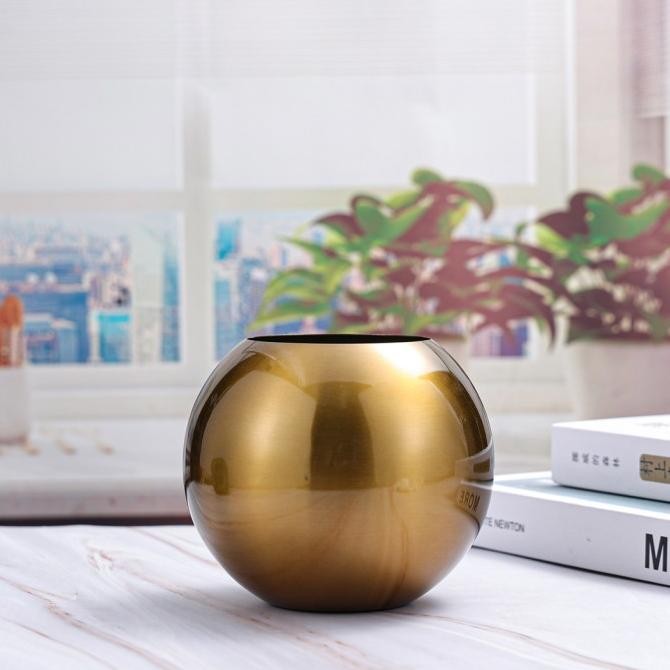 

Round Vase Gold Flower Pot / Vas Bunga Bulat Aesthetic Decor Terlaris