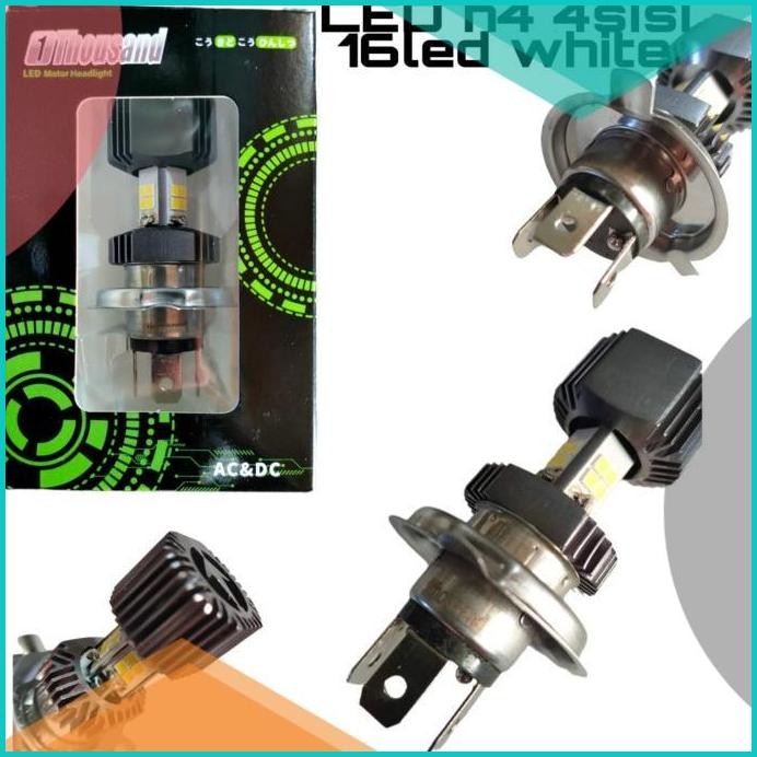 Lampu Depan H4 LED 4 Sisi Hi Lo Cahaya Putih AC DC Vixion R15 Verza 07