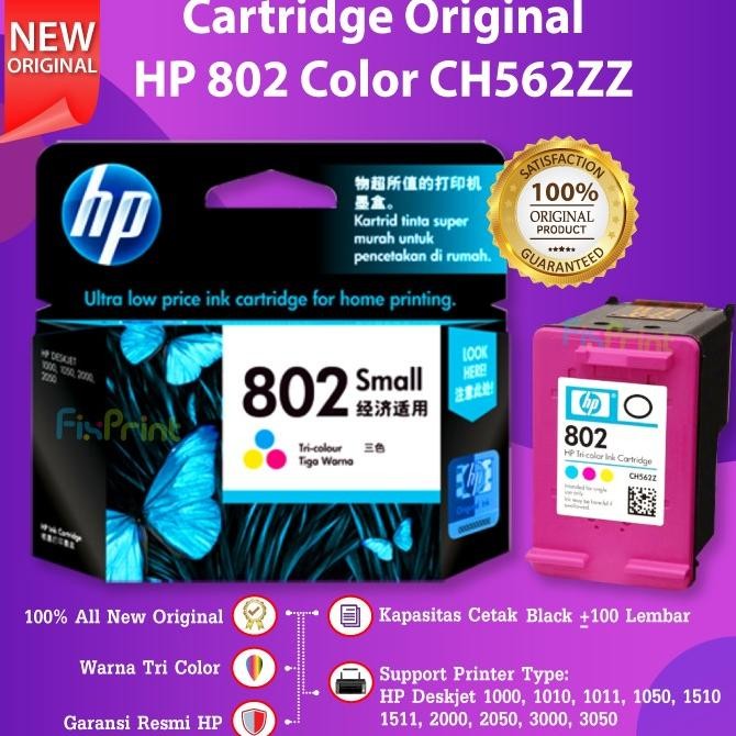 HP 802 Color CH562ZZ Cartridge Tinta Printer Deskjet 1000 1010 1050