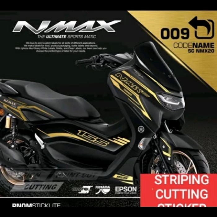 Terbaru Striping Cutting Sticker New Nmax Motor Black- Sticker Gold