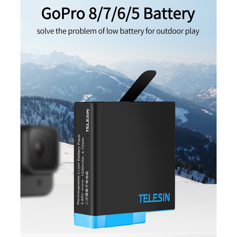 TELESIN Baterai GoPro Hero 8 7 6 5 1220mAh - GP-BTR-502 dJL1
