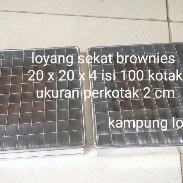 Loyang Sekat Brownies 100 Lubang 20 X 20 X 4-Loyang + Sekat 1 Set Kualitas Premium