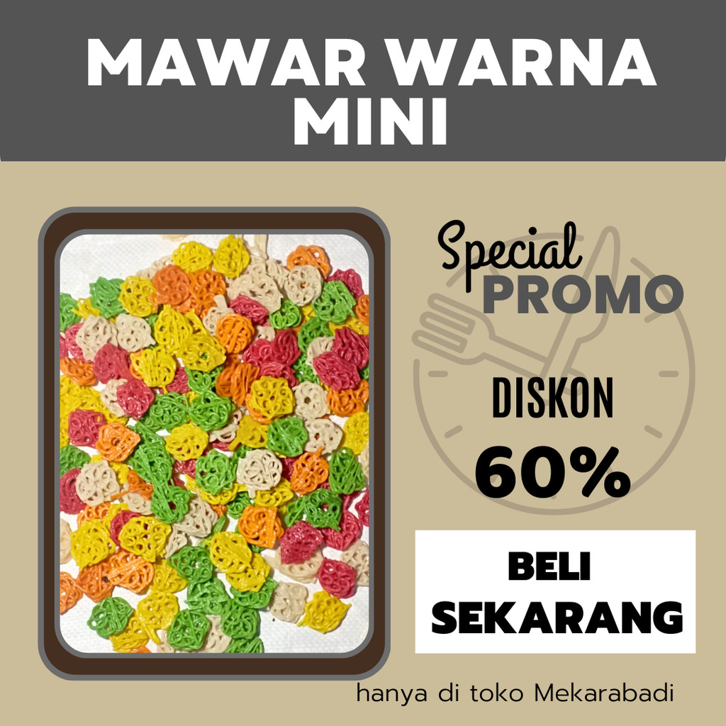 

Kerupuk Mawar Mini Aneka Warna Kemasan 500 Gram