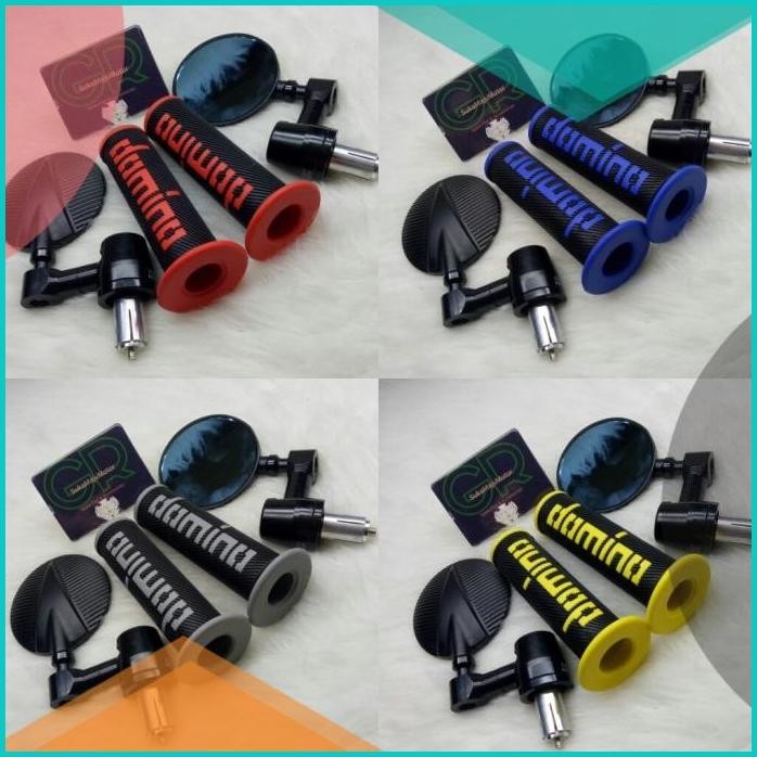 paket spion jalu bulat fastbikes hitam+handgrip domino kotak bulu univ