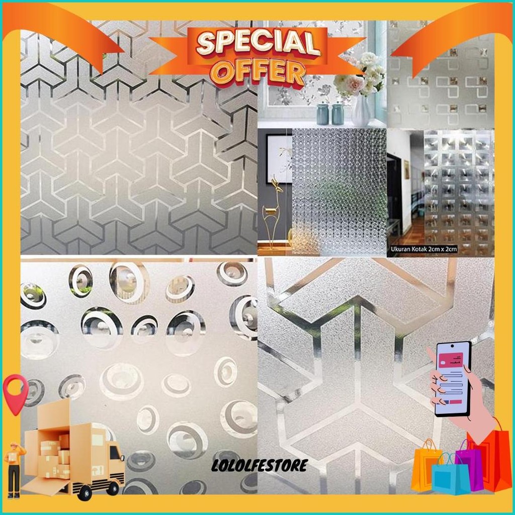 Eva Luvgreen Stiker Kaca 3D Motif Minimalis Ukuran 60X100Cm Stiker Kaca Film Statis Jendela Sanblast