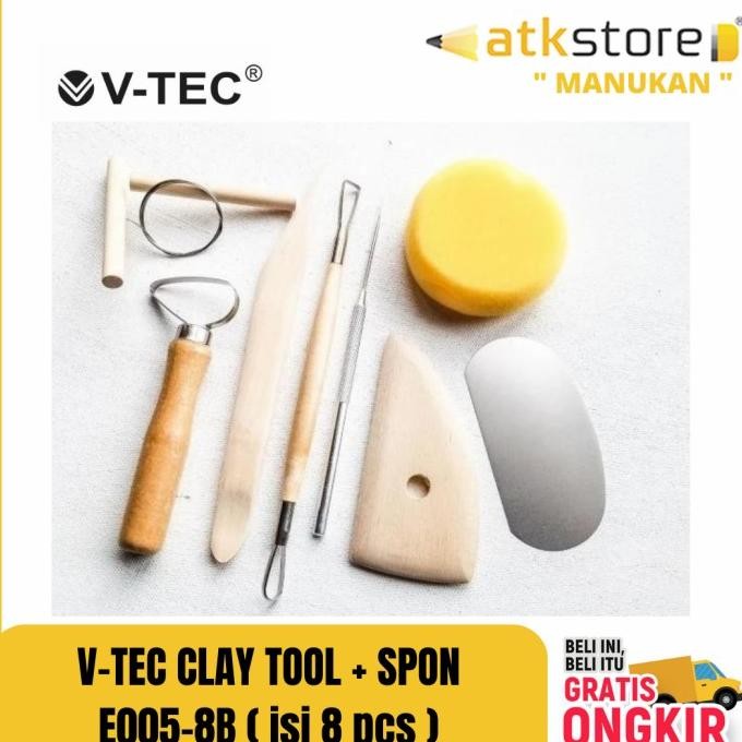 

Sale V-Tec Alat Clay Tool Set + Spon E005-8B || V-Tec Pottery Sclupting Art