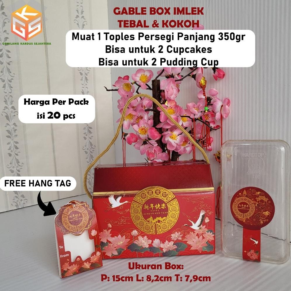 

20pcs Gable Box Imlek | Ukuran 1 Toples 350gr | Box Cup Cakes Imlek | Box Pudding Imlek | Box Imlek