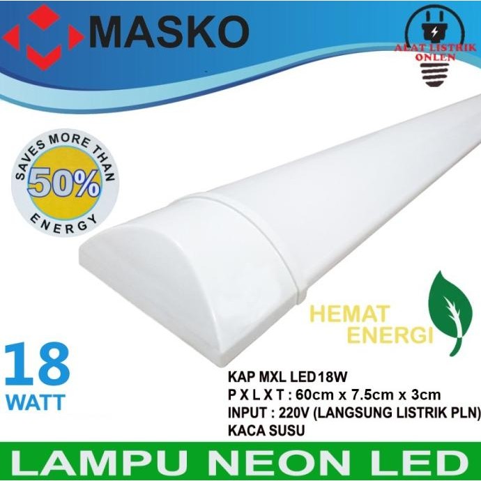 Terlaris Lampu Tl Neon Mxl Plastik Led 18 Watt 36 Watt Putih 6500K Masko