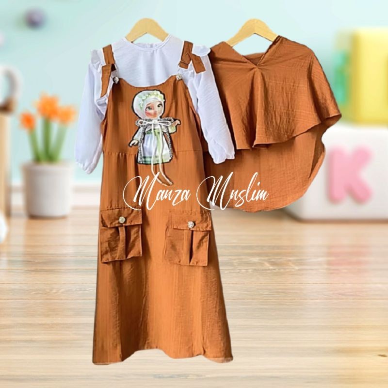 Set Baju Muslim Oneset Wanita Setcel Bocah Kondangan Setelan Anak Remaja Perempuan Sepasang Atasan B