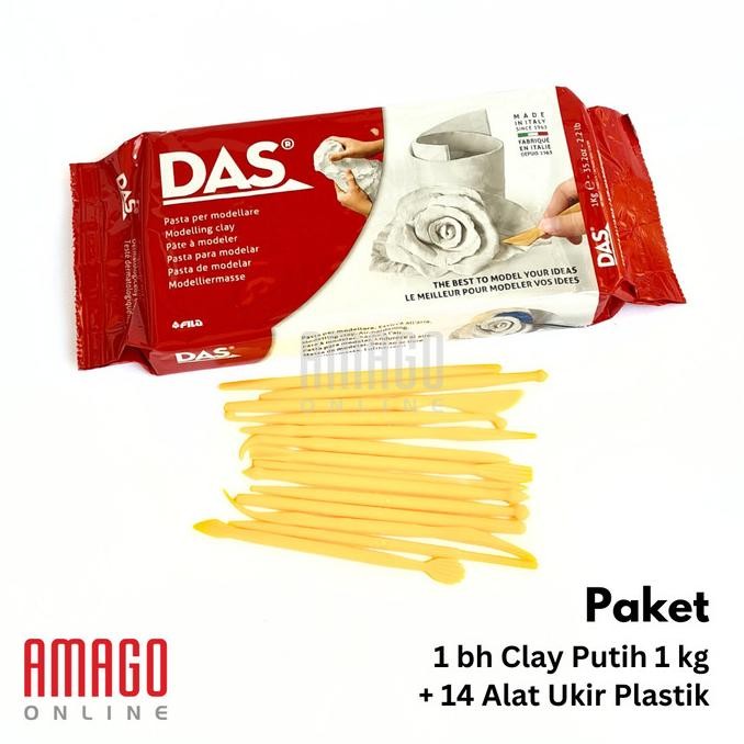 

Terlaris! Paket Murah Das Modelling Clay 1 Kg + 1 Set 14 Alat Ukir Plastik