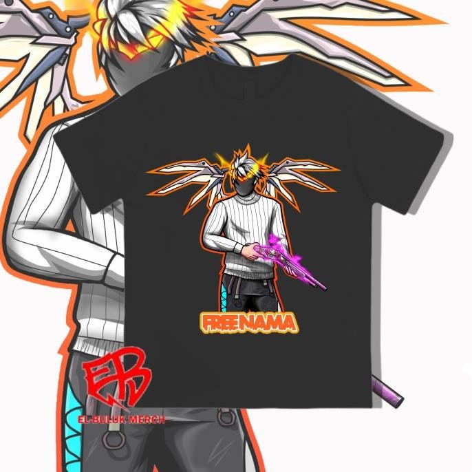 KAOS ATASAN ANAK FREE FIREEE TAS SAYAP SG REAPER / BAJU ANAK FF SG UNGU FREE NAMA