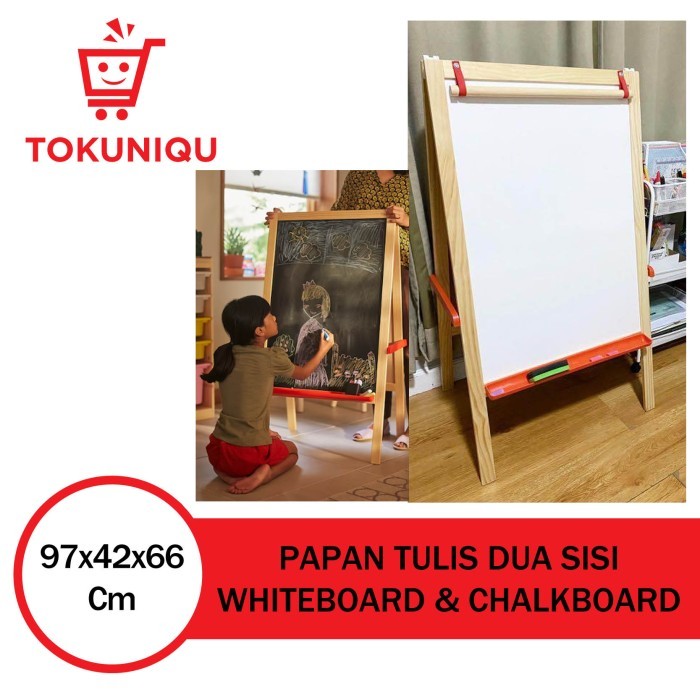 

Promo!! Papan Tulis Anak Blackboard Dan Whiteboard 2 In 1 Bolak Balik Mla