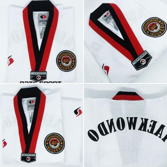 Dobok Taekwondo Sendy Champion Kerah Poom Baju Taekwondo Original Terlaris