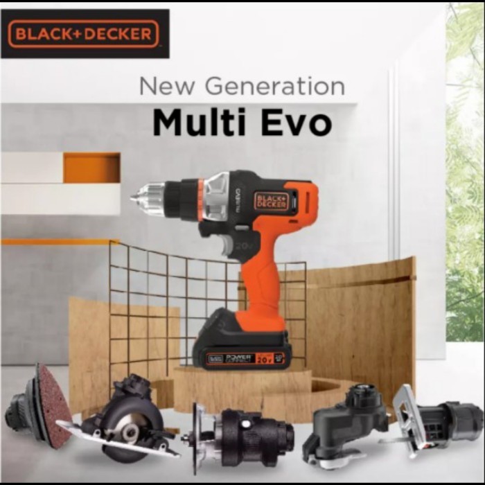 Bor Cordless MultiEvo Multifungsi 6 Tool Kit Black Decker Multi EVO186