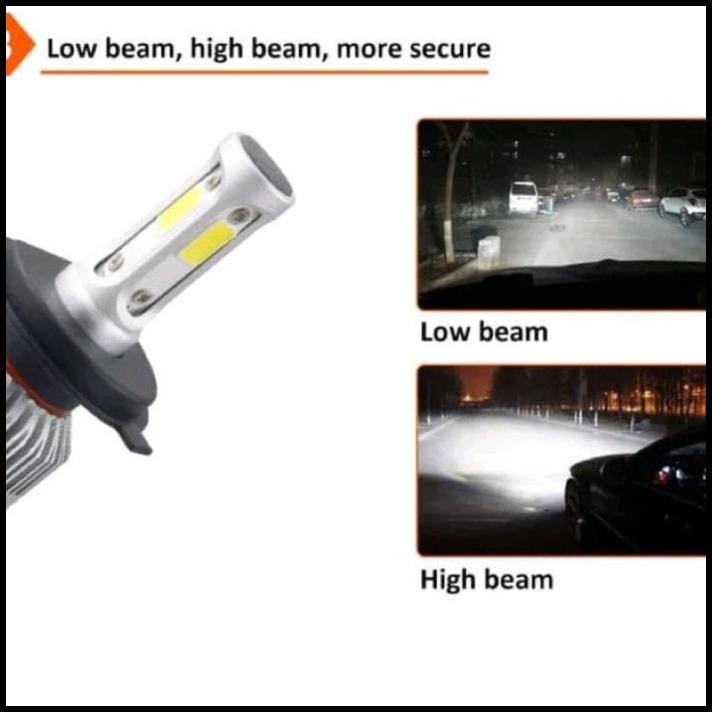 TERMURAH LAMPU UTAMA HEAD LAMP LED MOBIL SUPER TERANG PUTIH ISI SEPASANG H4 
