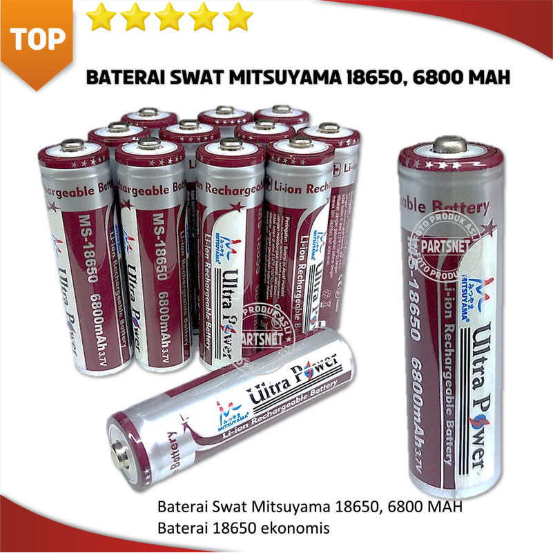 Baterai Batre Swat Mitsuyama 18650, 6800 MAH
