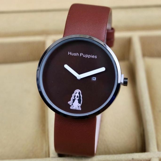 Jam Tangan Wanita Pria Hush Puppies Kulit Bulat Original Terlaris