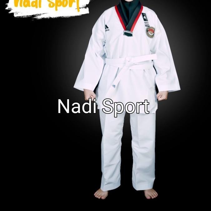 Dobok Taekwondo Adidas Dewasa Kerah Hitam Merah Baju Taekwondo Adidas Original Terlaris