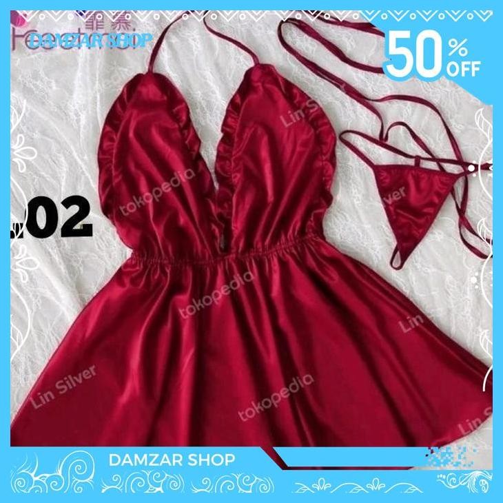 SEKSI BAJU GAUN TIDUR SEKSI SATIN PREMIUM WANITA S M L XL GRATIS ONGKIR
