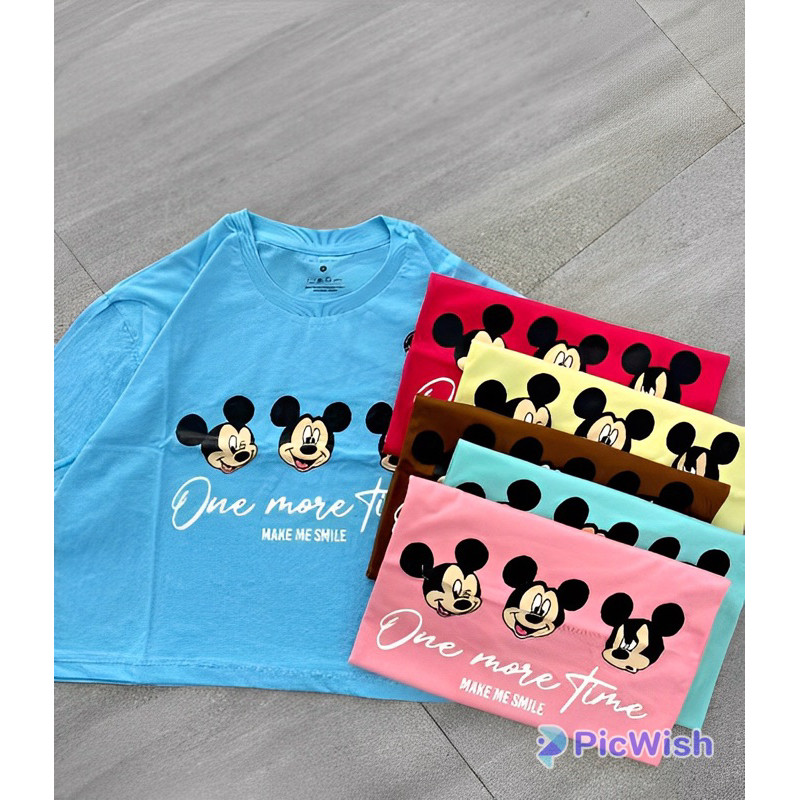 Crop Top Mickey One More Time Kaos Oversize Baju Crop Longgar Kaos Katun Branded Bangkok