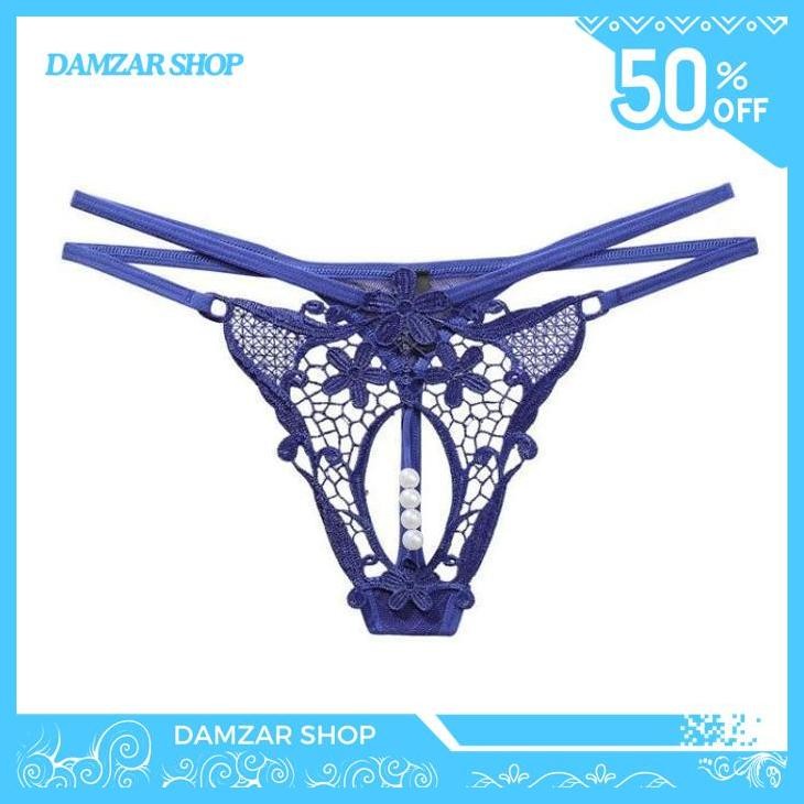 WANITA CELANA DALAM TRANSPARAN LACE BORDIR CD MUTIARA G STRING C227-1 TERMURAH
