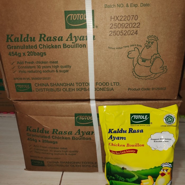 

Totole ayam 454 gram 1 dus = 20 bks