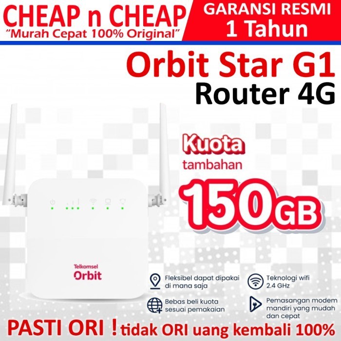 Orbit Star G1 4G LTE Include Kuota Telkomsel 150GB - Router Modem WiFi SimCard