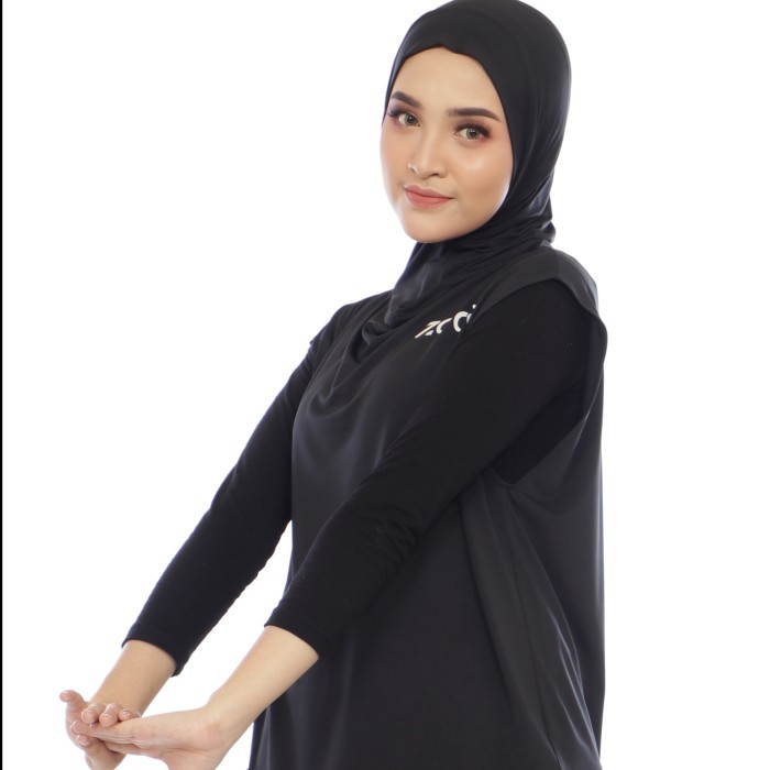 [TERLARIS DI SHOPEE] HIJAB SPORT PANJANG KERUDUNG SPORTY HAYFA P DAGLI JILBAB SPORT - Hitam 4K2B