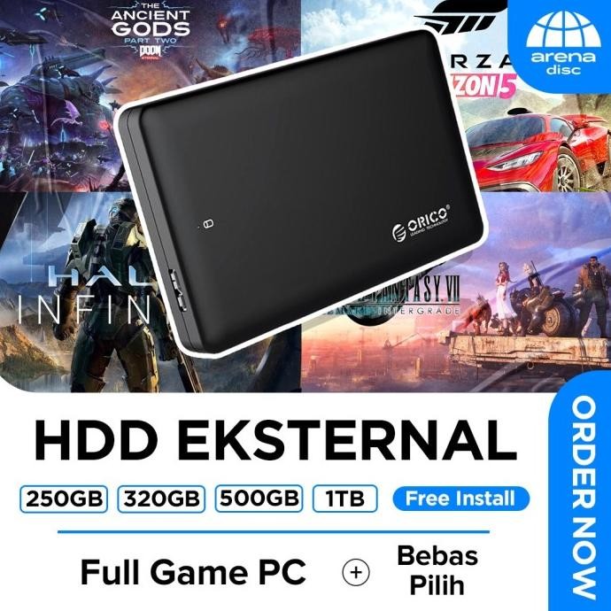 HDD Hardisk Eksternal 250GB 500GB Full Isi Game PC/Laptop