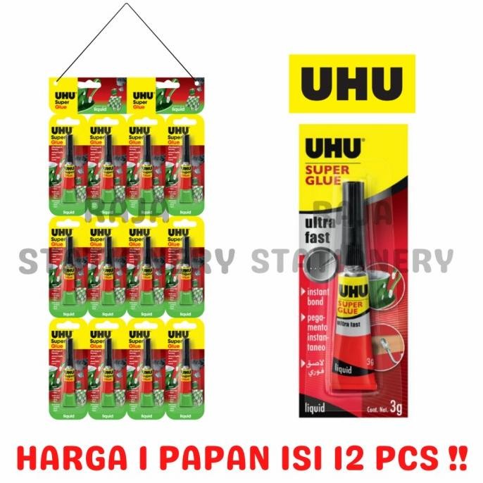 

UHU SUPER GLUE 3g LEM UHU SUPER KUAT SERBAGUNA KAYU PLASTIK [12PCS]