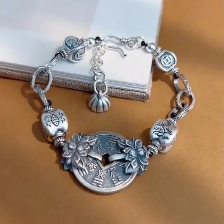 Gelang Retro Gaya China Baru, Gelang Uang Hantu Gunung
