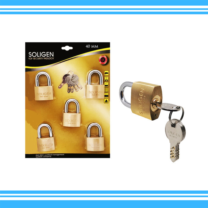 Terbaru Gembok Master Key Soligen 5 Pcs Kuningan 40 50 60 Mm Komputer