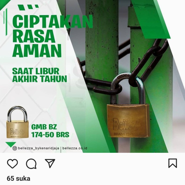 Terlaris Gembok Bellezza Gmb 174-50 Brs - Brass Padlock Belleza 50 Mm