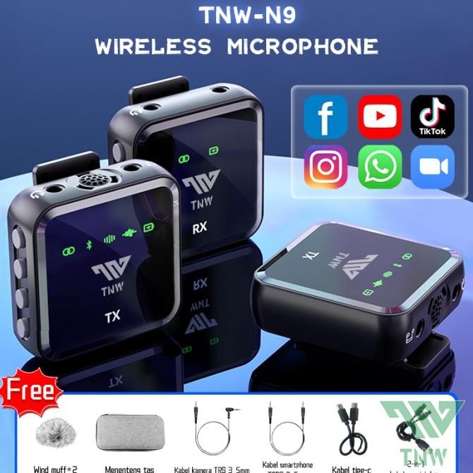 TNW-N9/N8 Wireless Microphone Mic Wireless Clip on Mikrofon Youtuber