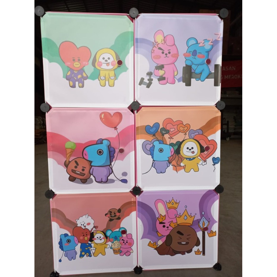 Lemari LEMARI PAKAIAN PLASTIK 2X3 LEMARI ANAK KARAKTER-DORAEMON,SHENAR - Merah Muda terbaru pakaian