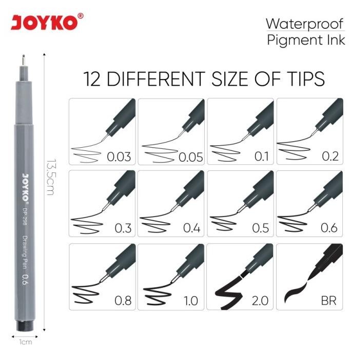 

Joyko Drawing Pen Dp-298SA12 Set 12 Pcs Waterproof Pena Gambar GT