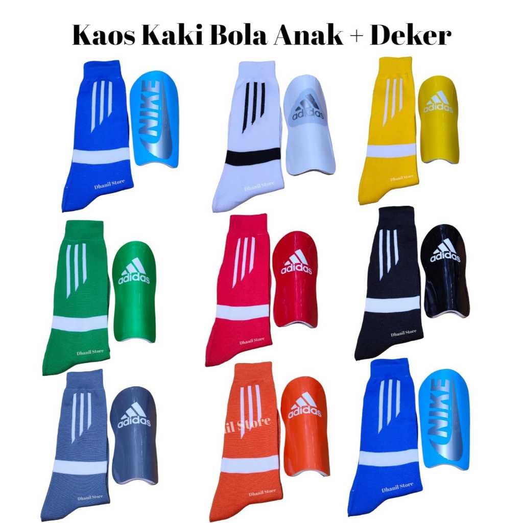 Baju Anak & Bayi Kaos Kaki Bola Anak Panjang Combo Deker Pelindung Tulang Kering / Kaos Kaki Futsal