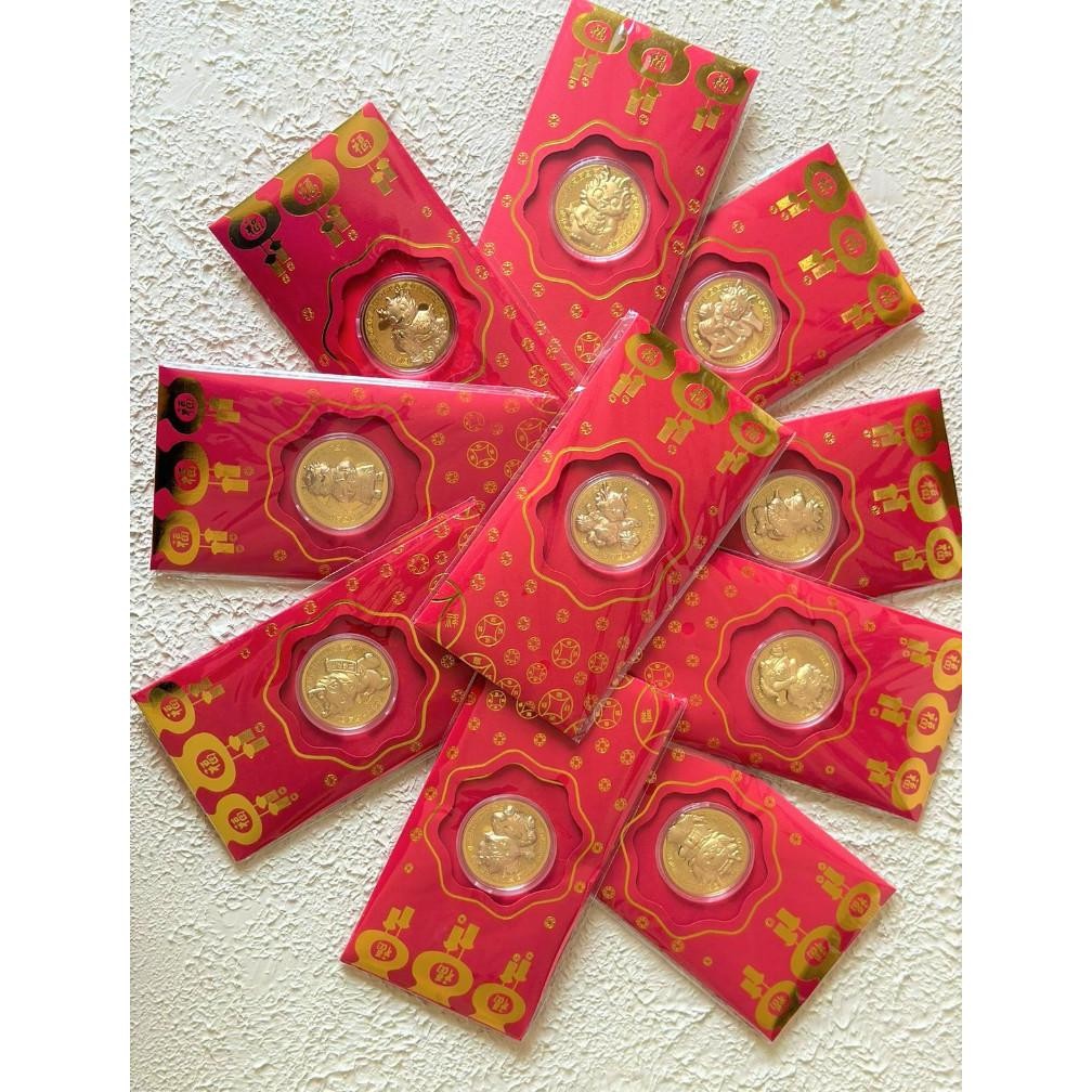 

GHT Angpao Angpau Imlek 2024 Naga Dragon Sincia Red Pocket Emas Asli
