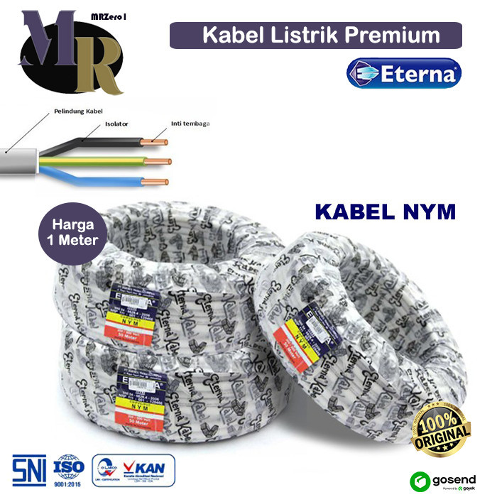 PRODUK TERBATAS Kabel Listrik NYM 2x1.5 2x2.5 3x2.5 Eterna Supreme Serabut Tembaga SNI